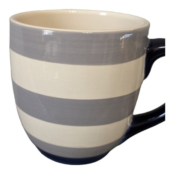 Laura Kirkland Life is better at the beach coffee mug 4.5 in gray white blue - Picture 2 of 8